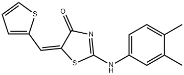 (5E)-2-(3,4-dimethylanilino)-5-(thiophen-2-ylmethylidene)-1,3-thiazol-4-one 结构式