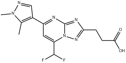 3-[7-(二氟甲基)-5-(1,5-二甲基-1H-吡唑-4-基)-[1,2,4]三唑并[1,5-A]嘧啶-2-基]丙酸 结构式