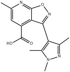 6-methyl-3-(1,3,5-trimethyl-1H-pyrazol-4-yl)isoxazolo[5,4-b]pyridine-4-carboxylic acid,1172878-64-6,结构式