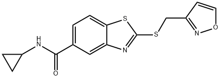 N-cyclopropyl-2-[(3-isoxazolylmethyl)sulfanyl]-1,3-benzothiazole-5-carboxamide,1172957-85-5,结构式