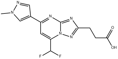 3-[7-(Difluoromethyl)-5-(1-methylpyrazol-4-yl)-[1,2,4]triazolo[1,5-a]pyrimidin-2-yl]propanoic acid Struktur
