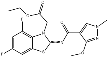 ethyl (Z)-2-(4,6-difluoro-2-((3-methoxy-1-methyl-1H-pyrazole-4-carbonyl)imino)benzo[d]thiazol-3(2H)-yl)acetate|