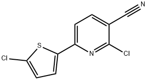 2-chloro-6-(5-chlorothiophen-2-yl)pyridine-3-carbonitrile, 1198278-14-6, 结构式