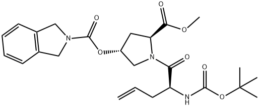 (3R,5S)-1-((S)-2-((叔-丁氧羰基)氨基)戊-4-烯酰)-5-(甲酯基)吡咯烷-3-基异二氢吲哚-2-甲酸基酯 结构式