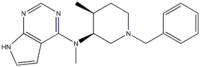 N-[(3S,4S)-1-benzyl-4-methylpiperidin-3-yl]-N-methyl-7H-pyrrolo[2,3-d]pyrimidin-4-amine Struktur