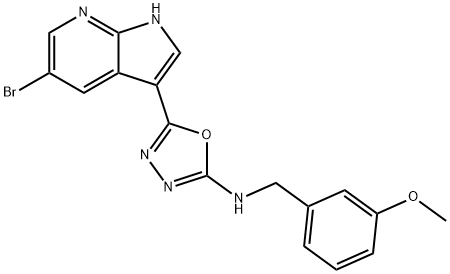 5-[5-溴吡咯并[2,3-B]吡啶-3-基]-N-(3-甲氧基苄基)-1,3,4-噁二唑-2-胺,1210437-59-4,结构式