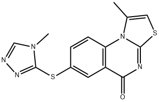 1-Methyl-7-(4-methyl-4H-[1,2,4]triazol-3-ylsulfanyl)-thiazolo[3,2-a]quinazolin-5-one 结构式