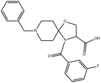 8-benzyl-4-(3-fluorobenzoyl)-1-oxa-4,8-diazaspiro[4.5]decane-3-carboxylic acid Structure