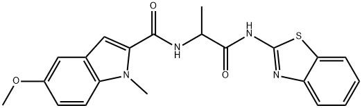 N-[1-(1,3-benzothiazol-2-ylamino)-1-oxopropan-2-yl]-5-methoxy-1-methylindole-2-carboxamide 结构式