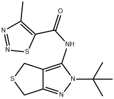 N-(2-tert-butyl-4,6-dihydrothieno[3,4-c]pyrazol-3-yl)-4-methylthiadiazole-5-carboxamide Struktur