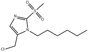 5-(クロロメチル)-1-ヘキシル-2-メタンスルホニル-1H-イミダゾール 化学構造式