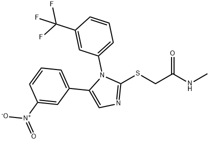 N-methyl-2-[5-(3-nitrophenyl)-1-[3-(trifluoromethyl)phenyl]imidazol-2-yl]sulfanylacetamide 结构式