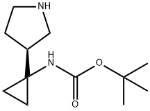 (S)-TERT-BUTYL (1-(PYRROLIDIN-3-YL)CYCLOPROPYL)CARBAMATE, 1229421-17-3, 结构式