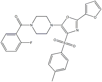 (2-fluorophenyl)-[4-[2-(furan-2-yl)-4-(4-methylphenyl)sulfonyl-1,3-oxazol-5-yl]piperazin-1-yl]methanone,1232781-22-4,结构式