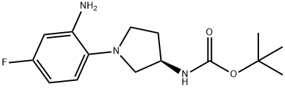 (R)-tert-Butyl 1-(2-amino-4-fluorophenyl)pyrrolidin-3-ylcarbamate Struktur