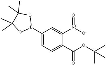 tert-butyl 2-nitro-4-(4,4,5,5-tetramethyl-1,3,2-dioxaborolan-2-yl)benzoate 结构式