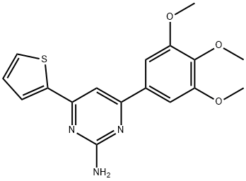 4-(チオフェン-2-イル)-6-(3,4,5-トリメトキシフェニル)ピリミジン-2-アミン 化学構造式