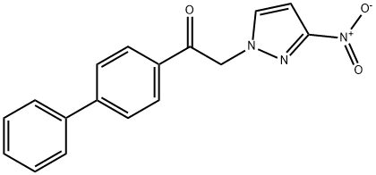 1-{[1,1-biphenyl]-4-yl}-2-(3-nitro-1H-pyrazol-1-yl)ethan-1-one 化学構造式