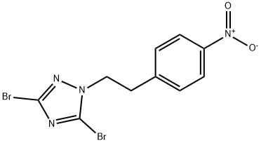 3,5-dibromo-1-[2-(4-nitrophenyl)ethyl]-1H-1,2,4-triazole 化学構造式