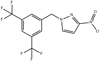 1-{[3,5-bis(trifluoromethyl)phenyl]methyl}-3-nitro-1H-pyrazole Struktur