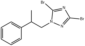 3,5-ジブロモ-1-(2-フェニルプロピル)-1H-1,2,4-トリアゾール 化学構造式