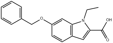 6-(ベンジルオキシ)-1-エチル-1H-インドール-2-カルボン酸 化学構造式