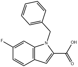 1-benzyl-6-fluoro-1H-indole-2-carboxylic acid Struktur