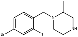 1-[(4-bromo-2-fluorophenyl)methyl]-2-methylpiperazine,1240574-47-3,结构式