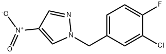 1-[(3-chloro-4-fluorophenyl)methyl]-4-nitro-1H-pyrazole Struktur