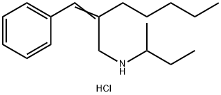 (ブタン-2-イル)[(2E)-2-(フェニルメチリデン)ヘプチル]アミン塩酸塩 化学構造式