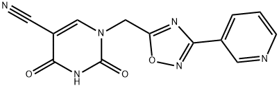 2,4-Dioxo-1-(3-pyridin-3-yl-[1,2,4]oxadiazol-5-ylmethyl)-1,2,3,4-tetrahydro-pyrimidine-5-carbonitrile,1242281-71-5,结构式