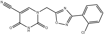 1-[3-(2-Chloro-phenyl)-[1,2,4]oxadiazol-5-ylmethyl]-2,4-dioxo-1,2,3,4-tetrahydro-pyrimidine-5-carbonitrile 化学構造式