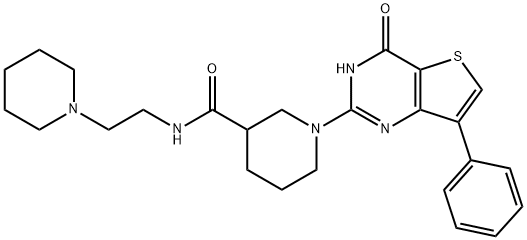 1-(4-oxo-7-phenyl-1H-thieno[3,2-d]pyrimidin-2-yl)-N-(2-piperidin-1-ylethyl)piperidine-3-carboxamide 结构式