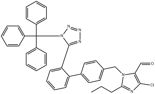 4-氯-2-丙基-1-((2-(1-三苯甲基-1H-四唑-5-基)-[1,1-二联苯]-4-基)甲基)-1H-咪唑-5-甲醛,124750-50-1,结构式