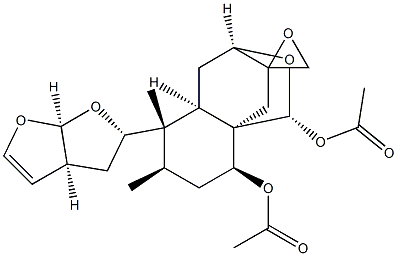 Spiro[3H-3,8a-ethano-1H-2-benzopyran-9,2'-oxirane]-1,8-diol,hexahydro-5,6-dimethyl-5-[(2S,3aS,6aS)-2,3,3a,6a-tetrahydrofuro[2,3-b]furan-2-yl]-,1,8-diacetate, (1R,2'R,3R,4aR,5S,6R,8S,8aR)- Structure