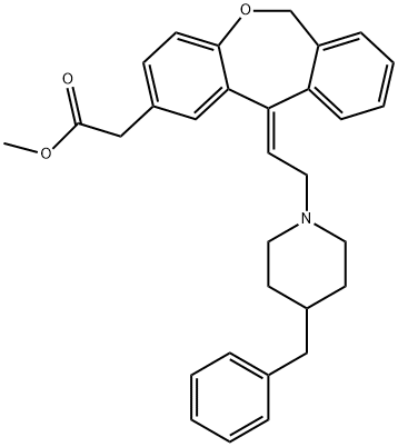 甲基 2-(11-(2-(4-苯甲基哌啶-1-基)亚乙基)-6,11-二氢二苯并[B,E]噁庚英-2-基)醋酸盐,124907-21-7,结构式