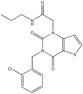 2-[3-[(2-chlorophenyl)methyl]-2,4-dioxothieno[3,2-d]pyrimidin-1-yl]-N-propylacetamide Struktur