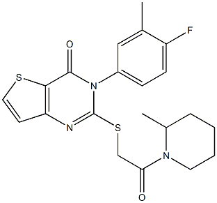 3-(4-fluoro-3-methylphenyl)-2-[2-(2-methylpiperidin-1-yl)-2-oxoethyl]sulfanylthieno[3,2-d]pyrimidin-4-one Structure