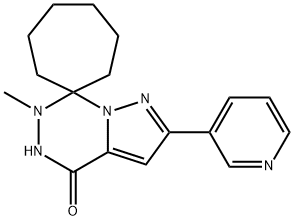 6-methyl-2-(pyridin-3-yl)-5,6-dihydro-4H-spiro[cycloheptane-1,7-pyrazolo[1,5-d][1,2,4]triazine]-4-one Structure