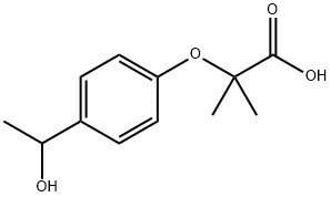 2-[4-(1-hydroxyethyl)phenoxy]-2-methylpropanoic acid Struktur