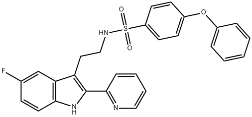 N-{2-[5-fluoro-2-(pyridin-2-yl)-1H-indol-3-yl]ethyl}-4-phenoxybenzene-1-sulfonamide, 1253527-96-6, 结构式