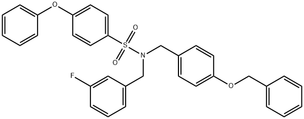 N-{[4-(benzyloxy)phenyl]methyl}-N-[(3-fluorophenyl)methyl]-4-phenoxybenzene-1-sulfonamide Struktur