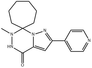 6-methyl-2-(pyridin-4-yl)-5,6-dihydro-4H-spiro[cycloheptane-1,7-pyrazolo[1,5-d][1,2,4]triazine]-4-one Structure