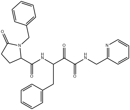 2-Pyrrolidinecarboxamide, N-[2,3-dioxo-1-(phenylmethyl)-3-[(2-pyridinylmethyl)amino]propyl]-5-oxo-1-(phenylmethyl)- Structure