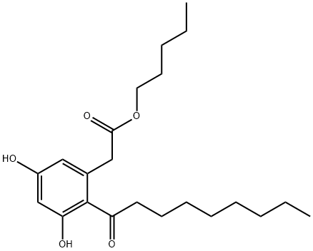 Benzeneaceticacid,3,5-dihydroxy-2-(1-oxononyl)-,pentylester,1257228-26-4,结构式