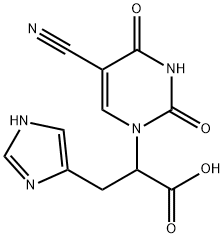 2-(5-Cyano-2,4-dioxo-3,4-dihydro-2H-pyrimidin-1-yl)-3-(1H-imidazol-4-yl)-propionic acid Structure