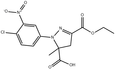 1-(4-chloro-3-nitrophenyl)-3-(ethoxycarbonyl)-5-methyl-4,5-dihydro-1H-pyrazole-5-carboxylic acid, 1264041-42-0, 结构式