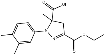 1-(3,4-dimethylphenyl)-3-(ethoxycarbonyl)-5-methyl-4,5-dihydro-1H-pyrazole-5-carboxylic acid, 1264041-64-6, 结构式