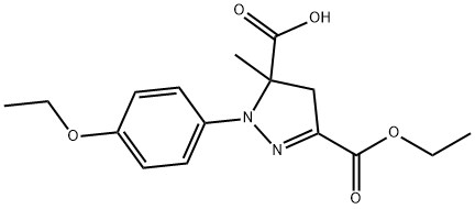 3-(ethoxycarbonyl)-1-(4-ethoxyphenyl)-5-methyl-4,5-dihydro-1H-pyrazole-5-carboxylic acid Struktur