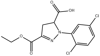 1-(2,5-ジクロロフェニル)-3-(エトキシカルボニル)-4,5-ジヒドロ-1H-ピラゾール-5-カルボン酸 化学構造式